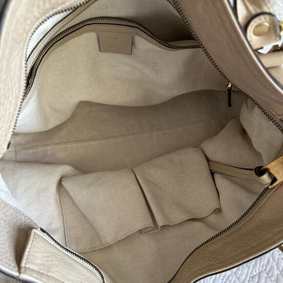 Gucci Miss GG Convertible Tote Leather Medium Neutral Zip Top Closure Large Bag - Picture 13 of 16